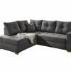 Hoeksalon Heidelberg 228x199cm - stof - grijs met bedfunctie & relax en opbergruimte