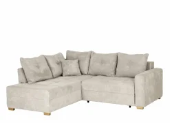 Hoeksalon Heidelberg 228x199cm - stof - lichtgrijs met bedfunctie & relax & opbergruimte