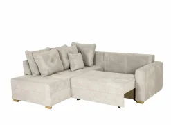 Hoeksalon Heidelberg 228x199cm - stof - lichtgrijs met bedfunctie & relax & opbergruimte