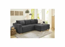 Hoeksalon Kampen 288x186cm - stof - grijs met bedfunctie & opbergruimte