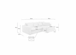 Hoeksalon Kampen 288x186cm - stof - grijs met bedfunctie & opbergruimte