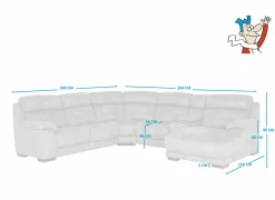 Hoeksalon Krall 344x300cm - stof - grijs - met relax