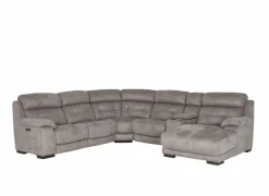 Hoeksalon Krall 344x300cm - stof - zilvergrijs - met relax