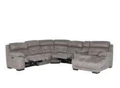 Hoeksalon Krall 344x300cm - stof - zilvergrijs - met relax