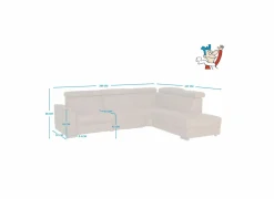 Hoeksalon Lana 289x227cm - leder - bruin