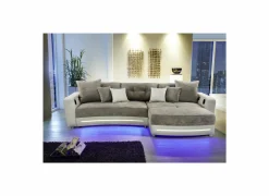 Hoeksalon Laredo lederlook/stof beige taupe met LED-verlichting