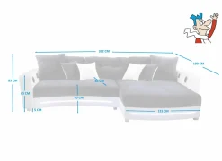 Hoeksalon Laredo 322x190cm - lederlook & stof - wit met LED-verlichting