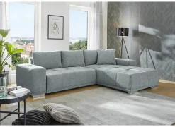 Hoeksalon Luciano 282x204cm - stof - middengrijs met bedfunctie & opbergruimte