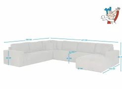 Hoeksalon Madrid 377x299cm - stof - bruin