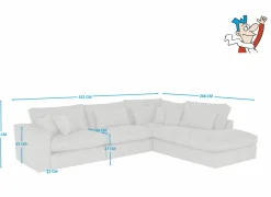 Hoeksalon Marlon 332x268cm - stof - grijs