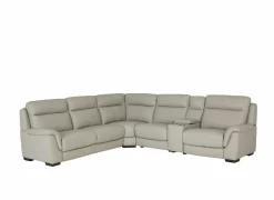 Hoeksalon May 289x289cm - leder - grijs & beige