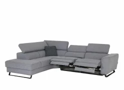 Hoeksalon Milton 302x238cm - stof - grijs met 2 elektrische relaxen