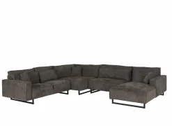 Hoeksalon Monolithos 373x332cm - stof - bruin