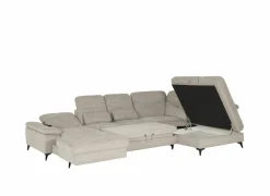 Hoeksalon Naja 353x255cm - stof - desert met bedfunctie en zitdiepteverstelling