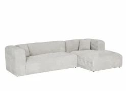 Hoeksalon Nuoro HB 295x170cm - ribfluweel - wit