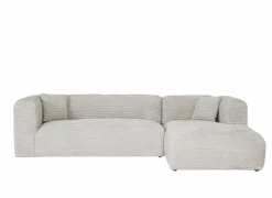 Hoeksalon Nuoro HB 295x170cm - ribfluweel - wit