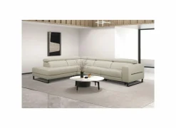 Hoeksalon Nyx 322x257cm - leder - lichtgrijs