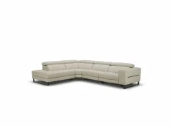 Hoeksalon Nyx 322x257cm - leder - lichtgrijs met relax