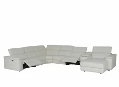 Hoeksalon Play 430x315cm - leder - wit met relax