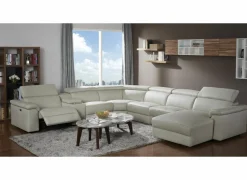 Hoeksalon Play 430x315cm - leder - wit met relax