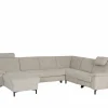 Hoeksalon Poppy 317x249cm - stof - beige met relax & bedfunctie