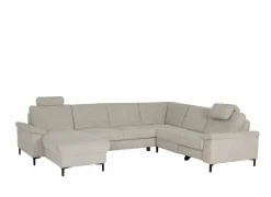 Hoeksalon Poppy 317x249cm - stof - beige met relax & bedfunctie