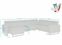 Hoeksalon Rigole 348x163cm - stof - donkergrijs met relax