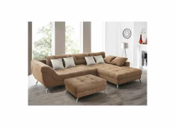 Hoeksalon San Francisco 355x218cm - stof - cognac