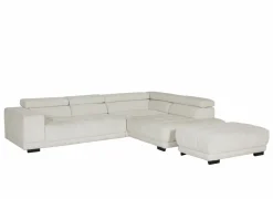 Hoeksalon Satellite-S 323x222cm - stof - naturel met poef en zitdiepteverstelling