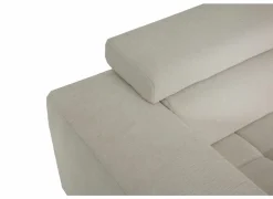 Hoeksalon Satellite-S 323x222cm - stof - naturel met poef en zitdiepteverstelling