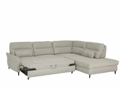 Hoeksalon Sioux 297x260cm - stof - ecru met slaapfunctie & zitdiepteverstelling