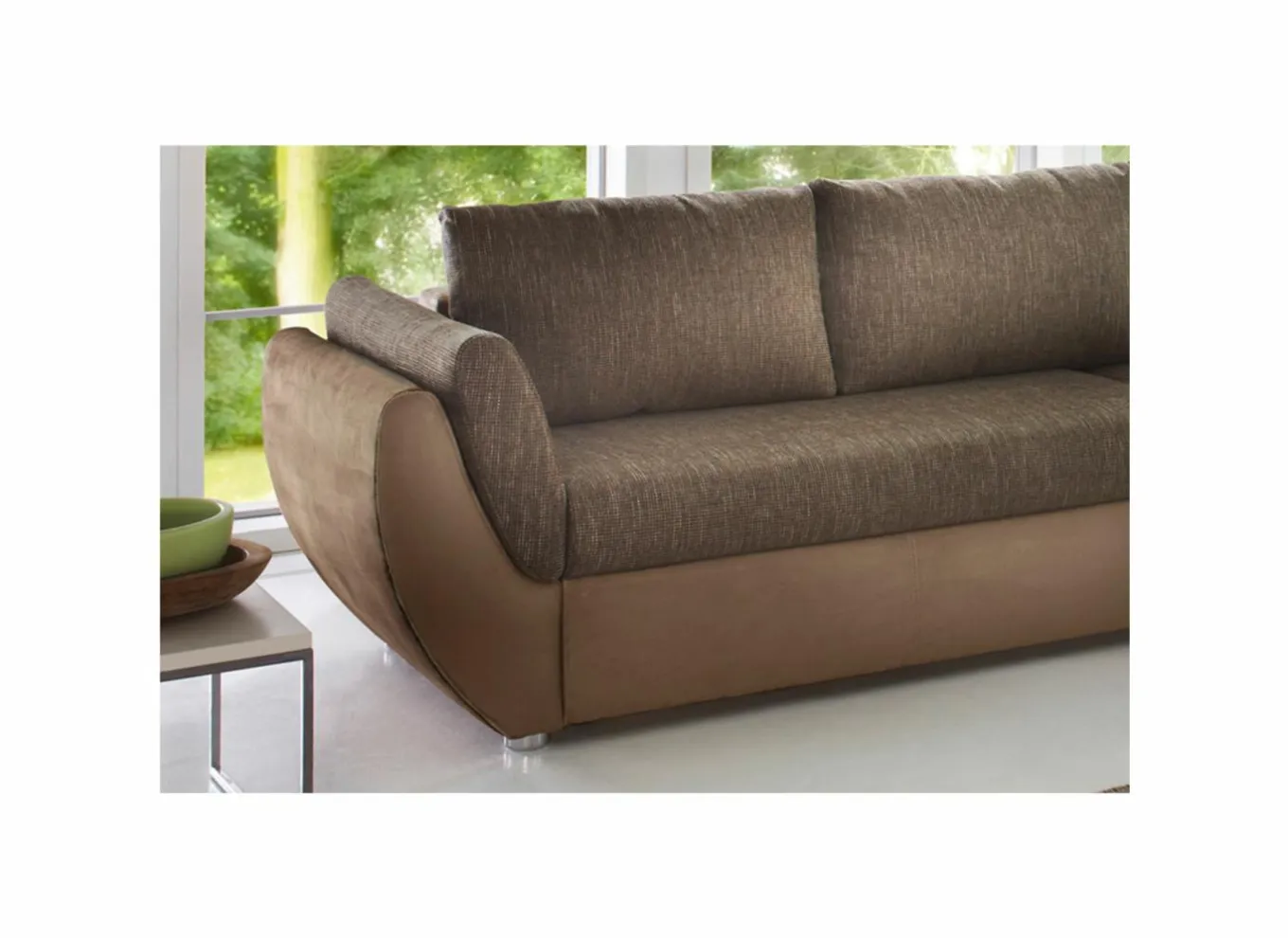 Hoeksalon Taifun 272x200cm - stof - bruin met bedfunctie