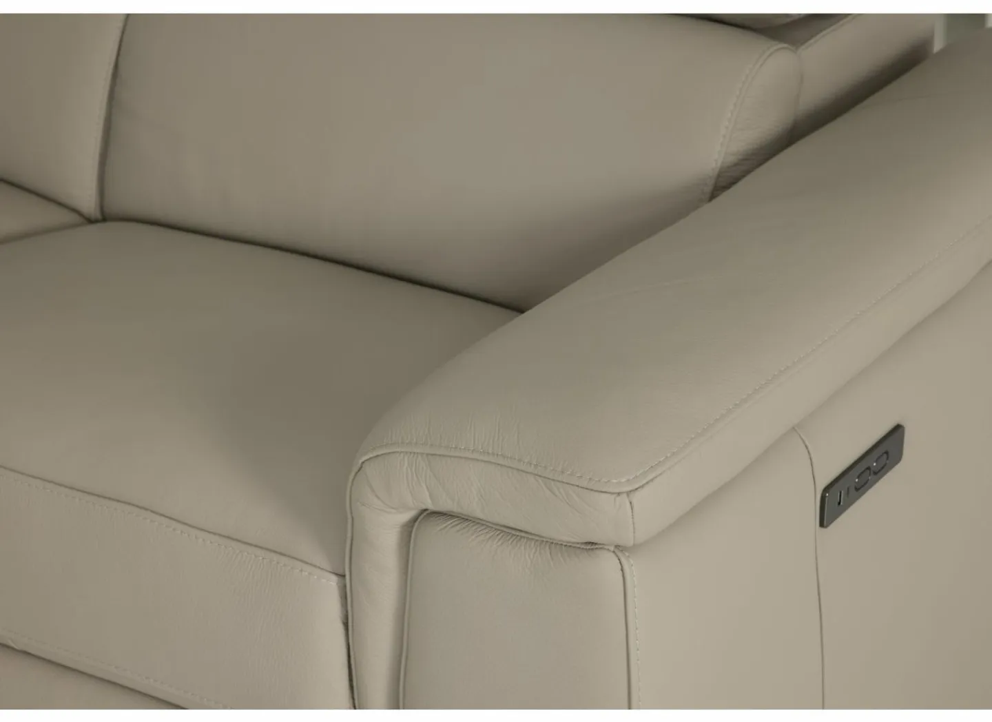 Hoeksalon Walk 413x303cm - leder - grijs met relax & opbergruimte