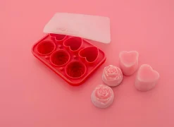 Ijsblokjesvorm Dotz Rozen en Hartjes 17x12x5cm - silicone - rood