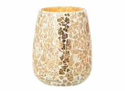 J line Kaarsenhouder Gekraakt Ø12,5x16cm - glas - goudkleurig