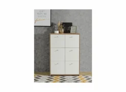 Kast Best Chest 77x30x113cm - decor - artisanale eik & wit