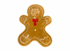 Kerstdecoratie Gingerman Bord 25,5x20,5x2,5 - dolomiet - karamelbruin