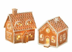 Kerstdecoratie Peperkoekenhuis 18,5x14x22cm - polystone - bruin