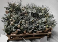 Kerstdecoratie Takbessen in pot H16cm - kunststof - multicolor