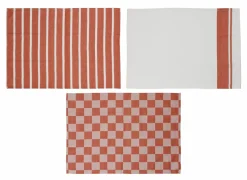 Cosy & Trendy Keukenhanddoek Stoff 70x50cm - katoen - rust set van 3