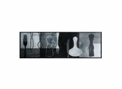 Keukenloper Decosoft 150x50cm - stof - zwart/grijs