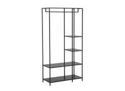 Kledingrek Gallo 90x40x178cm - melamine & metaal - zwart