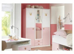 Kleerkast Cindy 139cm - decor - roze & wit
