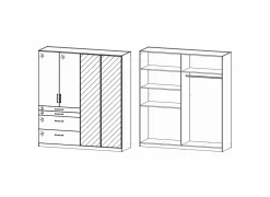 Kleerkast 181cm - decor - hoogglans wit