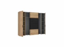 Kleerkast Dalate 271cm - decor - kastanje eik & mat zwart