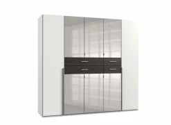 Kleerkast Denver 225cm - decor - wit & carbon eik