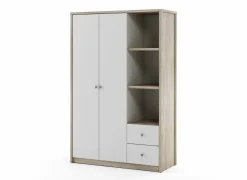 Kleerkast Evora 135cm - decor - ivory oak & wit