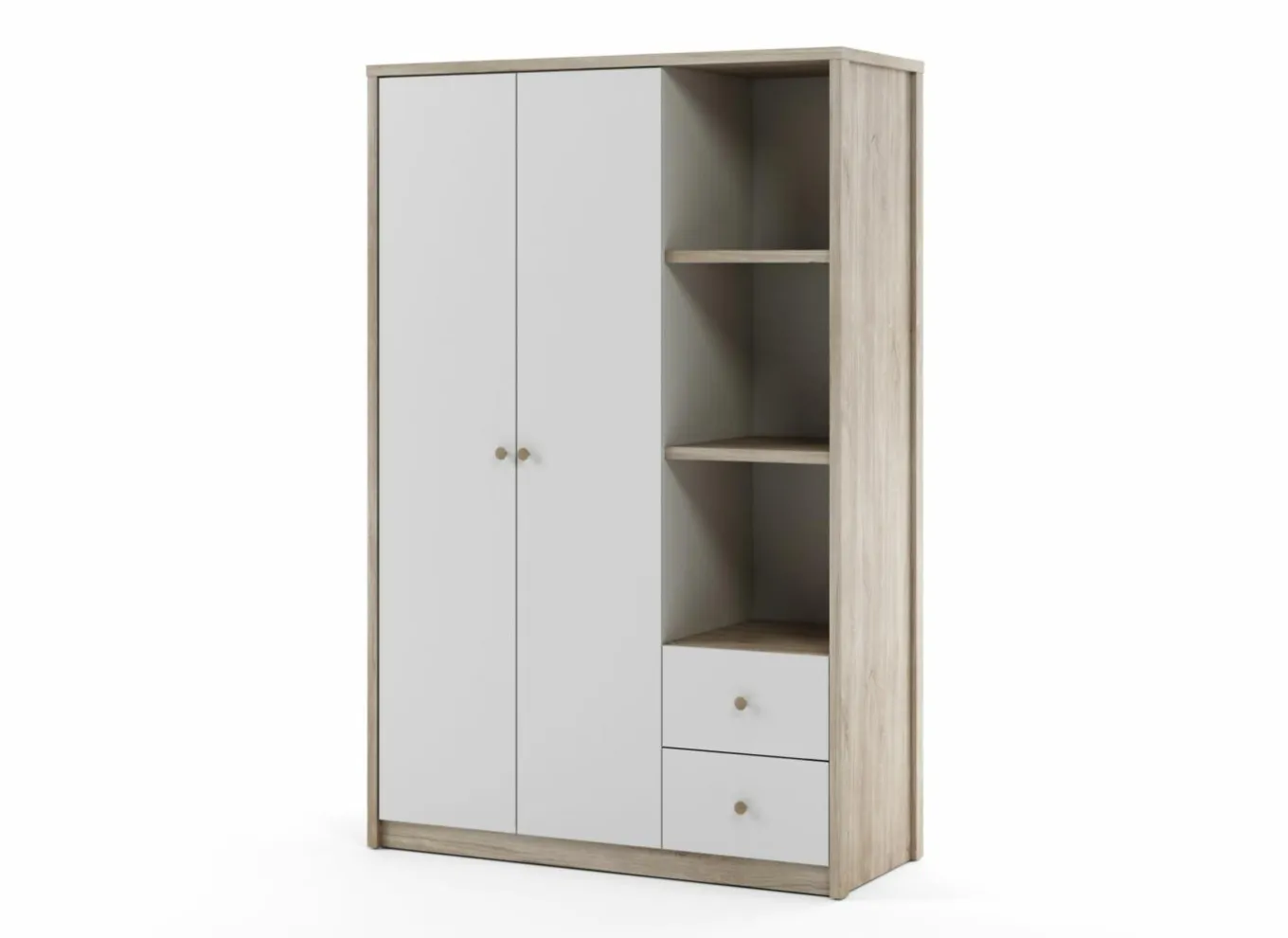 Kleerkast Evora 135cm - decor - ivory oak & wit