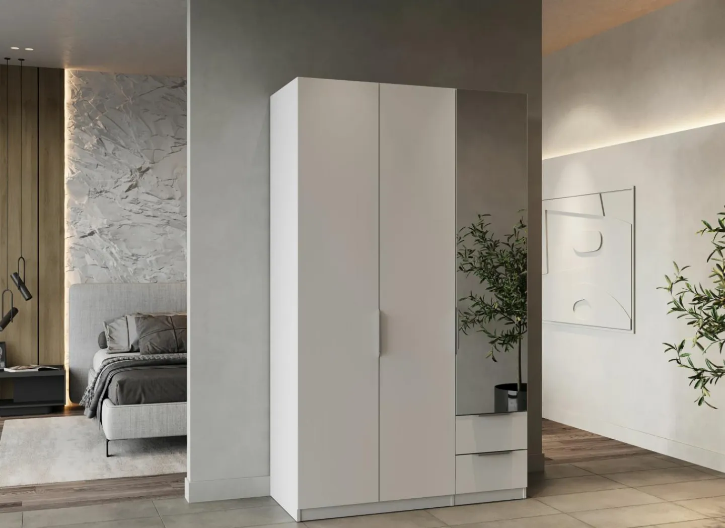 Kleerkast Ghost 119cm - decor - wit