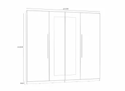 Kleerkast Helen 228cm - decor - wit